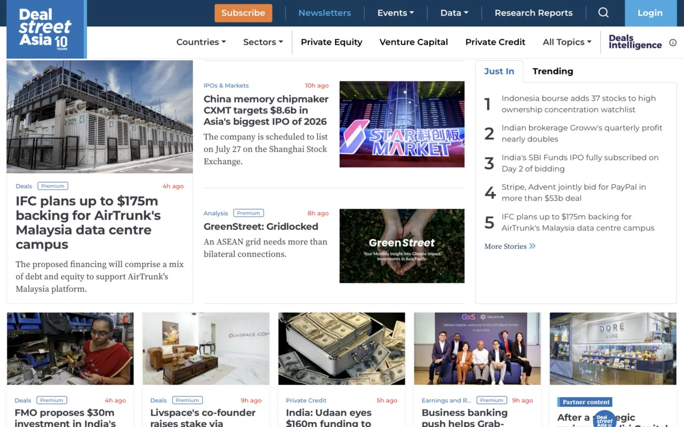 DealStreetAsia homepage